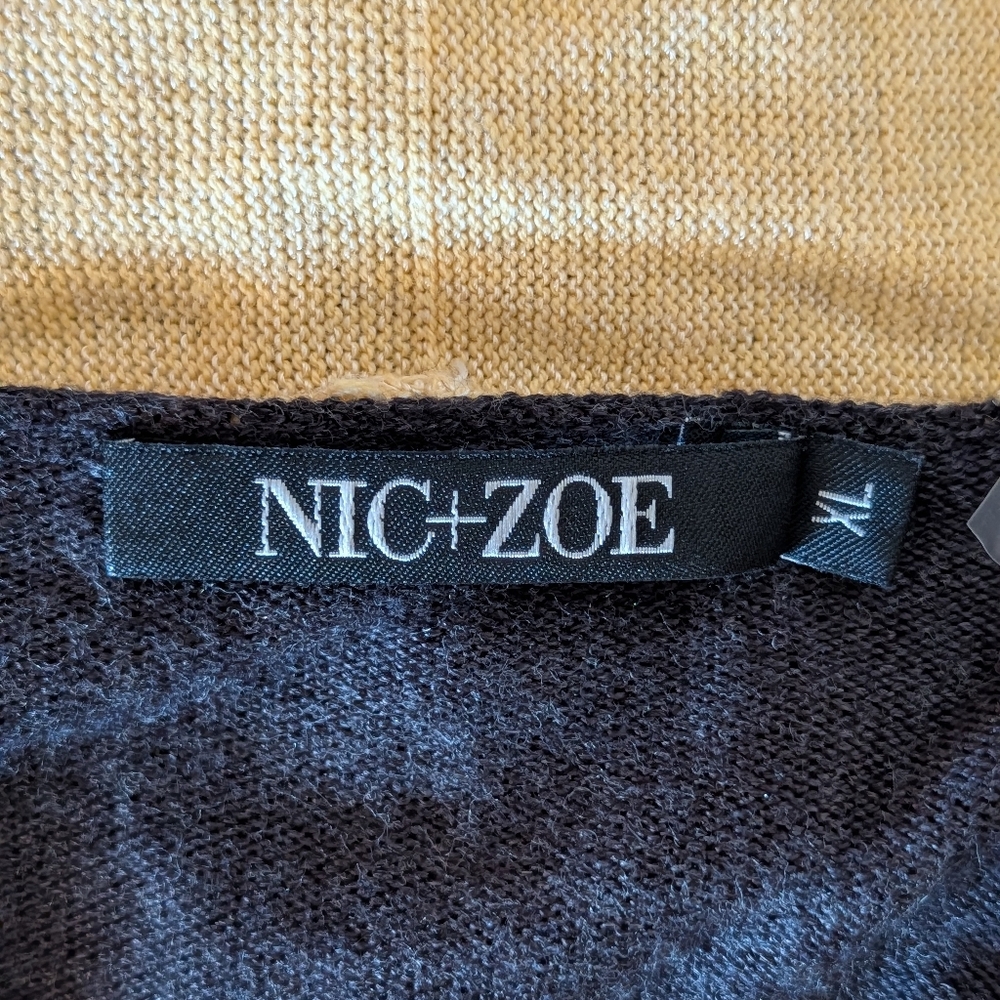 NIC+ZOE Colorblock Open Front Cardigan Knit XL - lightweight modern - Picture 3 of 5